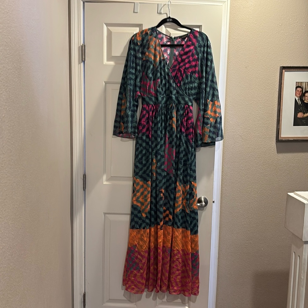 Long, flowy, colorful Ted Baker dress. It’s a size 0.